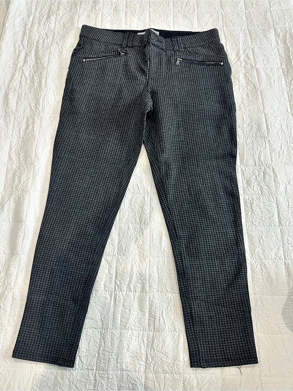 WIT&VISDOM Houndstooth Skinny Pants in Black Size 12 Like New